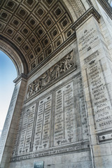 Arc de Triomphe de l'Etoile in Paris. Fragments of columns.