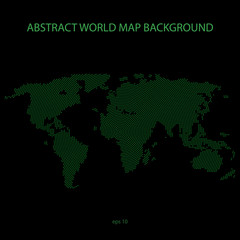 Abstract world map background. World map filled by X symbol in circle distribution. Green tone vector