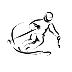 Hand drawn vector simple flat sportsman athlete sketch isolated on white background.