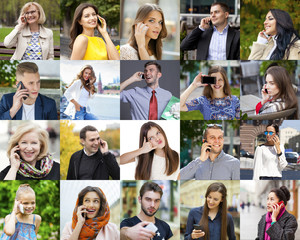 Collage People Calling By Phone