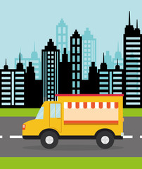Truck design. food icon. flat illustration