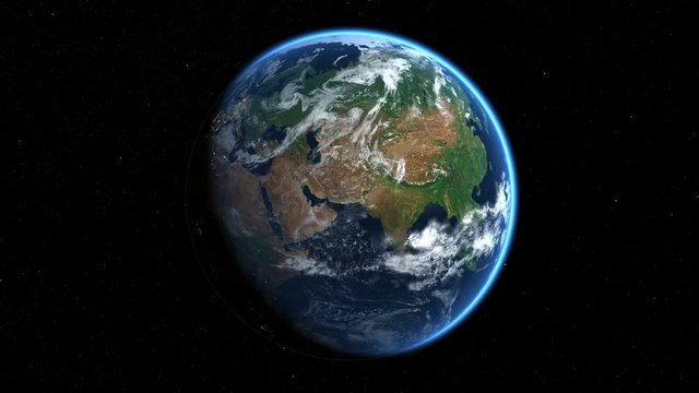 Earth from Space. Day and night over Asia. Clip contains earth, space, asia, globe, spinning, planet, animation, rotation, timelapse. Loop. Images from NASA.
