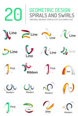 Logo collection, ribbon waves, swirls, spirals