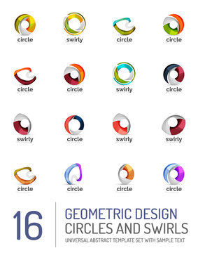 Geometric abstract circles and swirls icon set