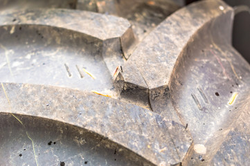 Tractor wheel texture close up