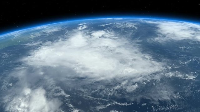 Flight from a layer of clouds into space with a view to Central America. Clip contains earth, space, flight, rocket, clouds, ocean, planet, globe, florida, caribbean. Images from NASA.