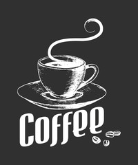 Sketch illustration of a cup of coffee in vintage style