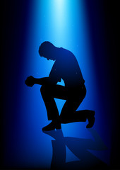 Fototapeta na wymiar Silhouette illustration of a man praying