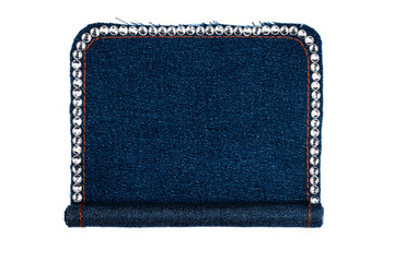 Denim frame folded in the form of manuscripts,scroll isolated on white background