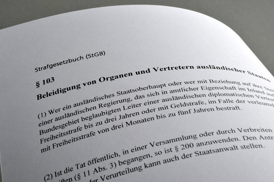 Paragraf 103, Abschaffung, Strafgesetzbuch, StGB, Beleidigung, Staatsoberhaupt, B&ouml;hmermann, Erdogan, Satire, Gesetz, Schah-Paragraph, Beleidigungsparagraf, Schah-Paragraf