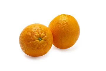 Two Round Oranges on White Background