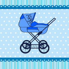 Fototapeta na wymiar blue baby stroller