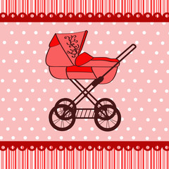 red baby stroller