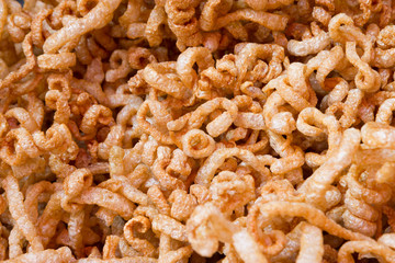 Fried pork skin in market