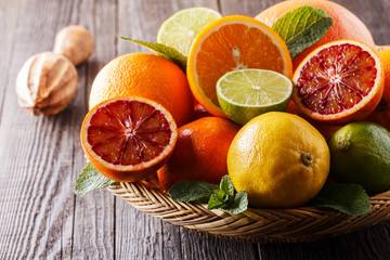 Obraz na płótnie Canvas Assorted fresh citrus fruits.