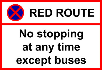 No stopping during period indicated except for buses sign