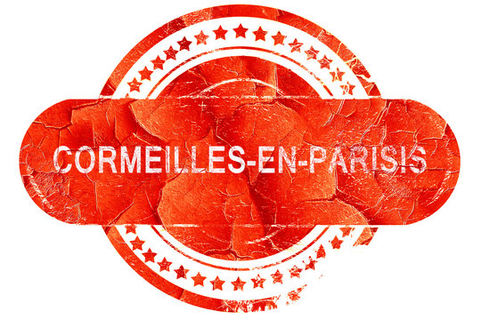 cormeilles-en-parisis, vintage old stamp with rough lines and ed