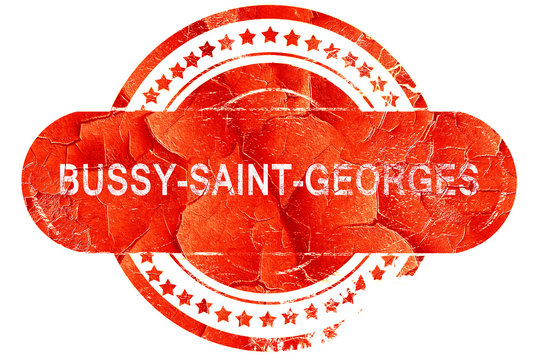bussy-saint-georges, vintage old stamp with rough lines and edge