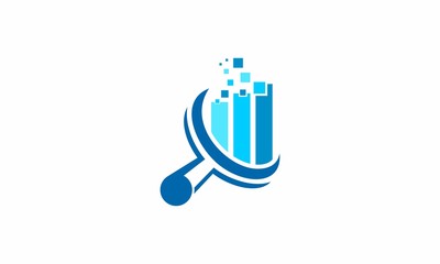 combination of a graph and magnifier logo