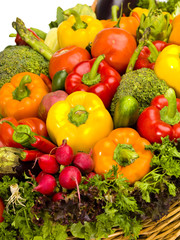 Fototapeta na wymiar fresh vegetable basket close-up