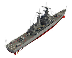 Modern Warship Over White Background © 3dsculptor