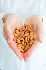 Almonds hold in palm


