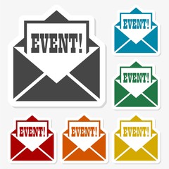 Multicolored paper stickers - Event icon