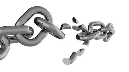 Cracked chain side view 3d render
