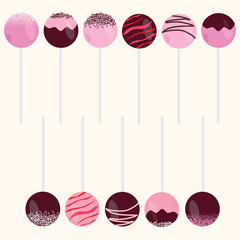 Cake Pops Vector Illustrations Set