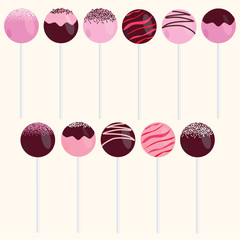 Cake Pops Vector Illustrations Set