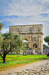 Fototapeta premium Arch of Constantine, Rome, Italy. The ruins of Roman forum.