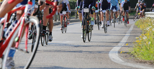 race bike and professional cyclists during the cycling race on t