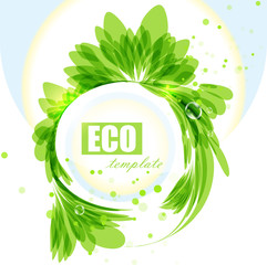 Eco frame, green abstract background