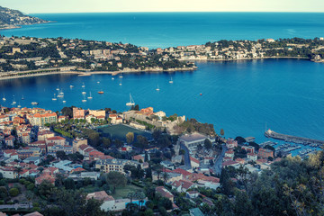 Naklejka na ściany i meble Cote d'Azur France. Luxury resort and bay of French riviera