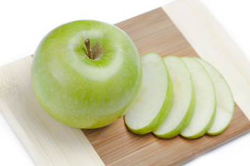 apple slices on cutting board