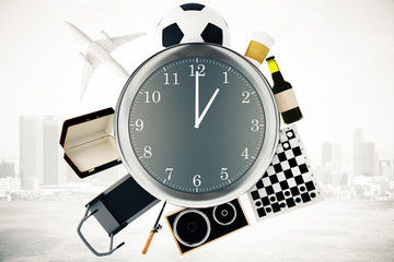 Various items around big clock