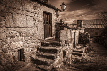 Fototapeta na wymiar stone made rustic house in Sortelha village, Sabugal, Portugal