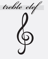 monochrome icon of treble clef 