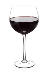 red wine in glass on white background
