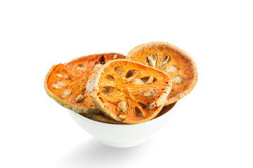 Dry slices of Bael Fruit (Aegle marmelos) use for cooking bael j