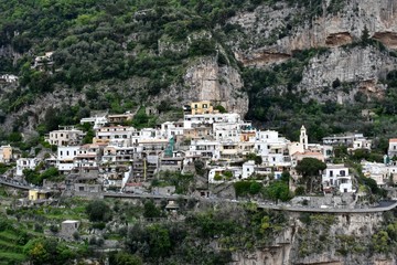 Fototapeta na wymiar Hillside buildings in Positano Italy