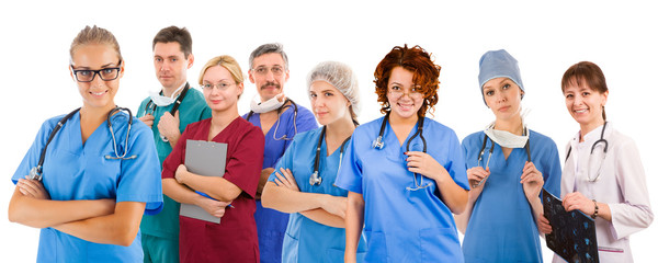 Smiley medical team of eight people