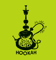 Hookah vector illustration of hookah with smoking pipe, hubble bubble.