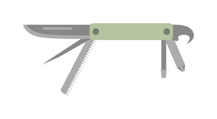 Army jack knife multi tool steel blade pocket equipment vector icon