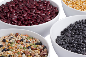 bowls full of beans and cereals