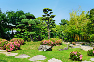 松花堂, Japanese garden in Kyoto, Japan.