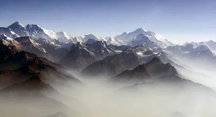 Crédence de cuisine en verre imprimé Lhotse Everest Peak and Himalaya Everest mountain range panorama - Himalayas mountains Everest range panorama aerial view, Nepal..