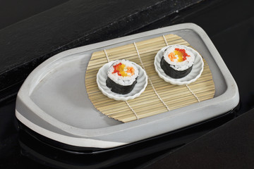 sushi rolls on tray