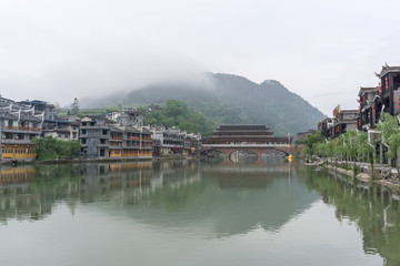 Fototapeta na wymiar Fenghuang old town morning view