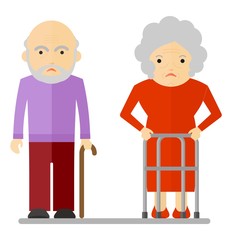 elderly couple sad